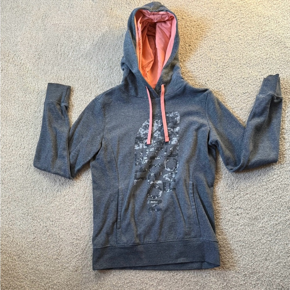 The North Face Gray Hoodie with Pink Accents